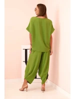 Komplet z viskózy blůza + kalhoty olivová Komplet z viskózy blůza + kalhoty olivová