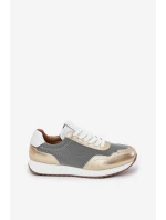 Kožené Sportovní Boty Sneakers Dámské D&A LR51-847 Zlaté