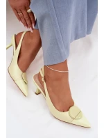 Dámské sandály na podpatku s ozdobným detailem Žluté Mariae