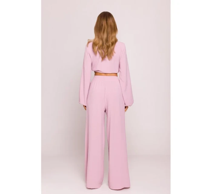 model 21136167 Široké kalhoty krepová růžová - Moe model 21136167 Široké kalhoty krepová růžová - Moe