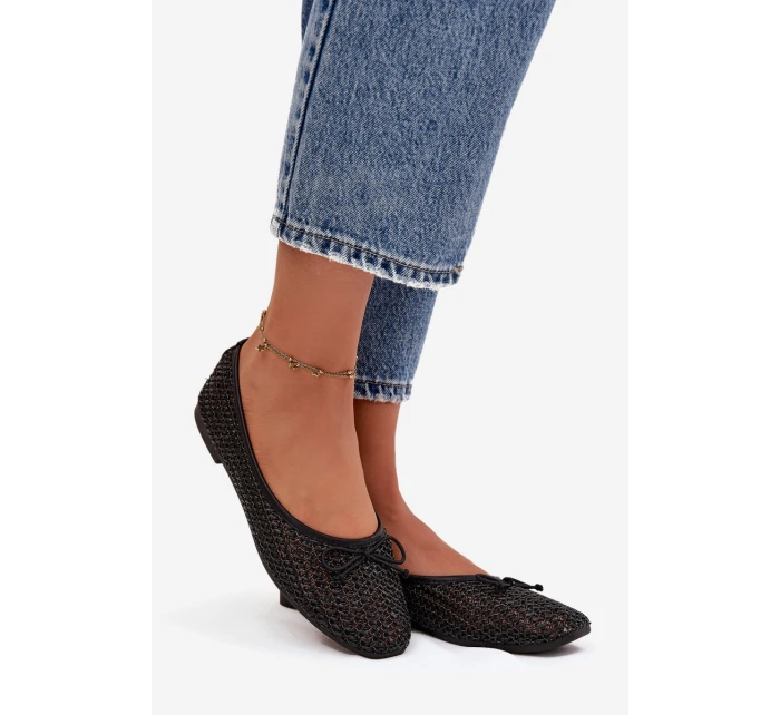 Baleríny S Pleteným A Mašlí Černé Belirra