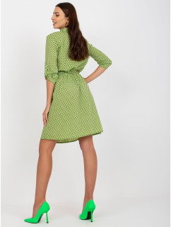 Zelené vzorované ležérní šaty s 3/4 rukávy