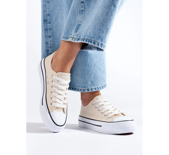 Módní hnědé dámské tenisky bez podpatku Módní hnědé dámské tenisky bez podpatku