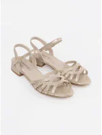 Designové dámské  sandály zlaté bez podpatku