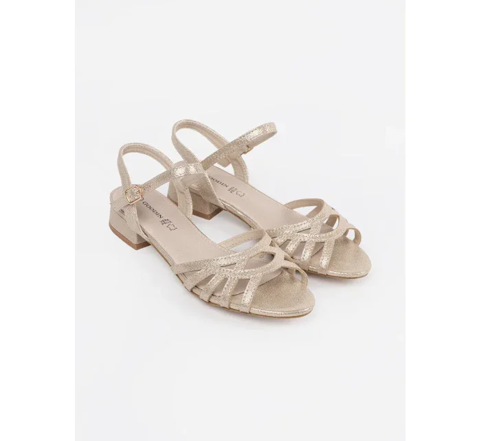 Designové dámské  sandály zlaté bez podpatku