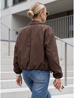 Krátká dámská přechodová bunda bez kapuce, hnědá, FashionStreet TY5957