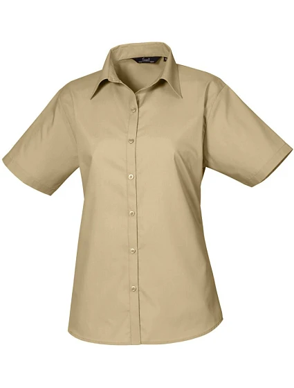 Premier PR 302 Popelínová halenka s krátkým rukávem 39.0302 khaki Premier PR 302 Popelínová halenka s krátkým rukávem 39.0302 khaki
