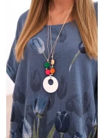 Dámská bavlněná košile s květinovým vzorem džínová modrá Dámská bavlněná košile s květinovým vzorem džínová modrá