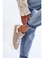 Dámské kožené sportovní boty na platformě Bežové Lemar model 21633508 - Boto Dámské kožené sportovní boty na platformě Bežové Lemar model 21633508 - Boto