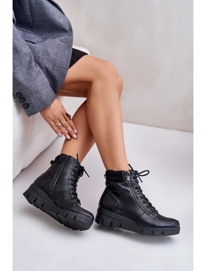 Lehké Zateplené Dámské Boty Na Platformě A Klínu Černé Savindria Lehké Zateplené Dámské Boty Na Platformě A Klínu Černé Savindria