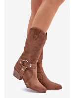 Semišové Kozačky Dámské Do  Hnědé model 21680048 - Zazoo