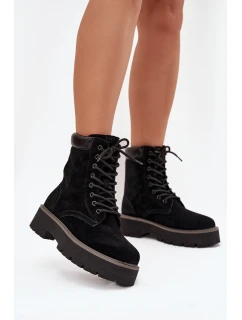 Semišové workery dámské s šněrováním Big Star SS274791 Černé