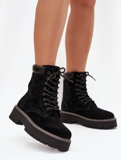 Semišové workery dámské s šněrováním Big Star SS274791 Černé