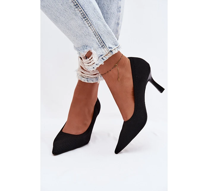 Materiálové Podpatky Lodičky Černé model 22102879 - Boto Materiálové Podpatky Lodičky Černé model 22102879 - Boto