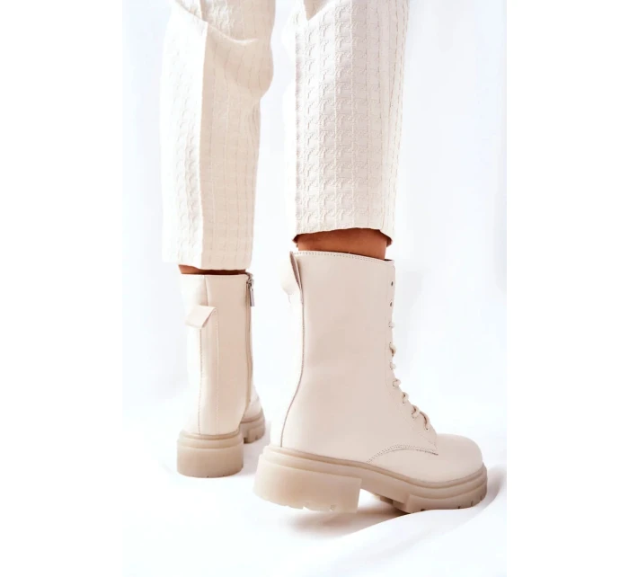 Kotníkové Ploché Workery Boty Béžové Rozelle Kotníkové Ploché Workery Boty Béžové Rozelle