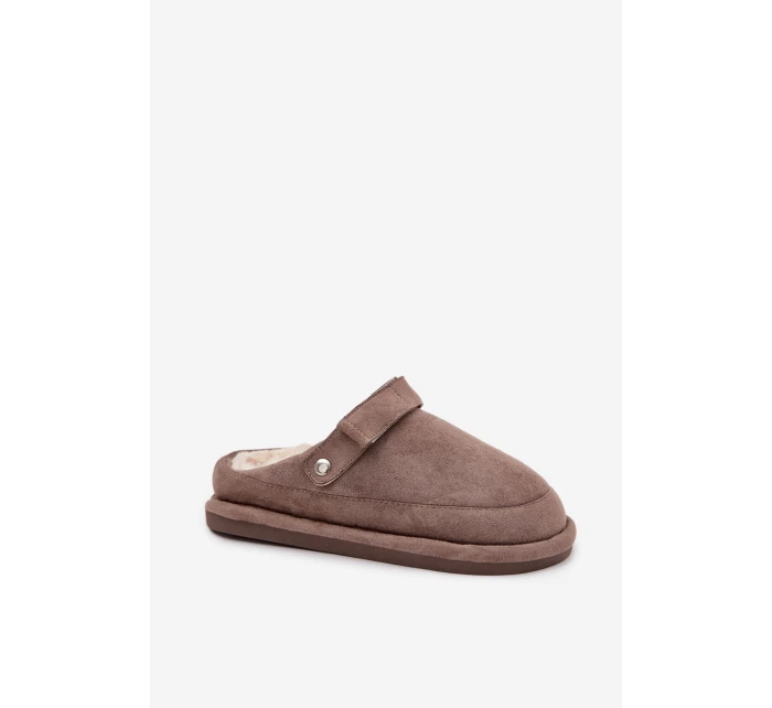 Dámské pantofle s páskem a kožíškem Rilena – tmavě béžové Dámské pantofle s páskem a kožíškem Rilena – tmavě béžové