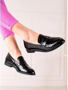 Výborné černé polobotky dámské na plochém podpatku