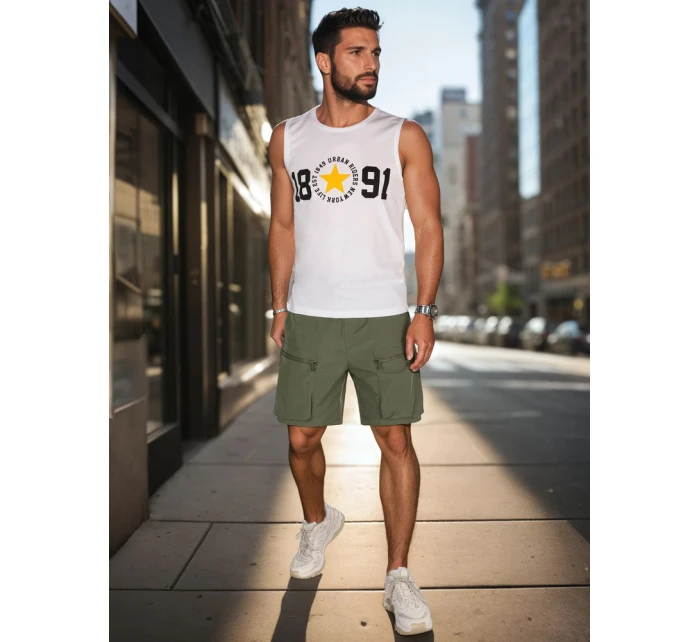 Pánská košile bez rukávů bílá FashionStreet RX5651