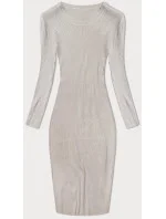 Béžové tužkové šaty s dlouhými rukávy model 20082463 - NEW COLLECTION Béžové tužkové šaty s dlouhými rukávy model 20082463 - NEW COLLECTION