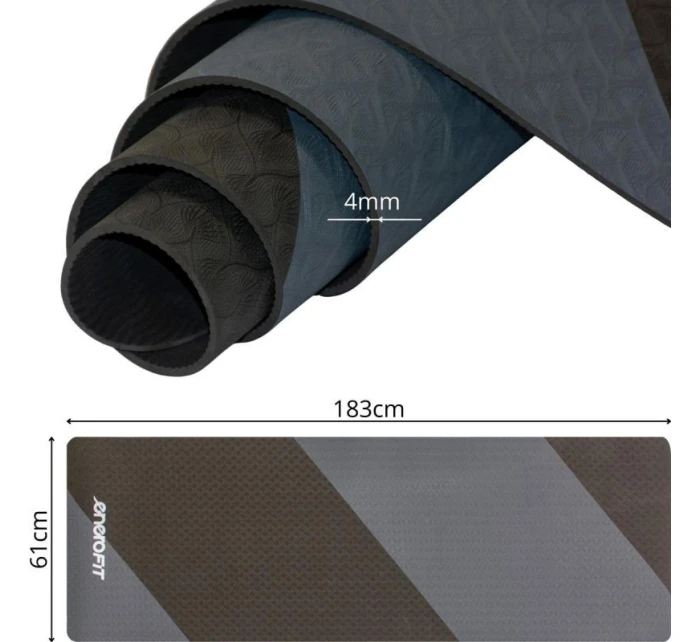 PODLOŽKA NA JÓGU A FITNESS TPE PROTISKLUZOVÁ ŠEDÁ/ČERNÁ ENERO FIT