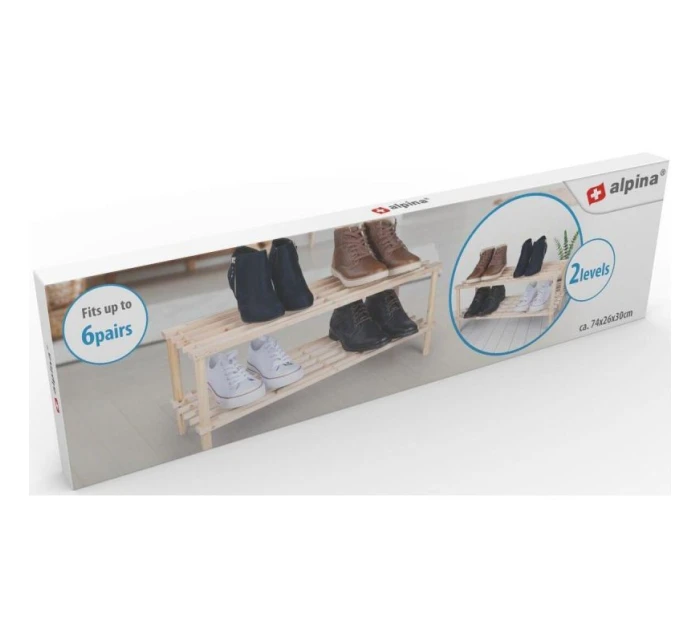 POLICE NA BOTY 2 ÚROVNĚ DŘEVĚNÉ ALPINA