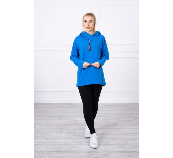 Chrpová tunika s kapucí Oversize na zip