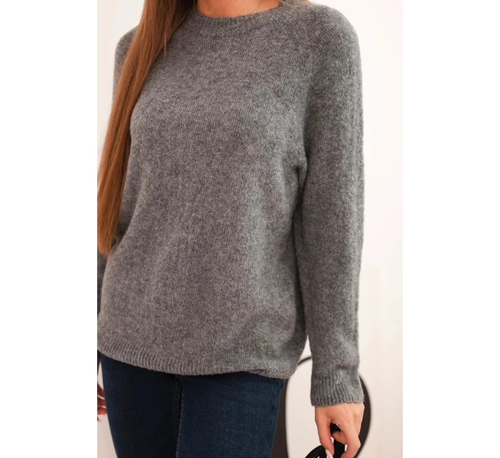 Dámský svetr z baby alpaky s dlouhým rukávem šedý