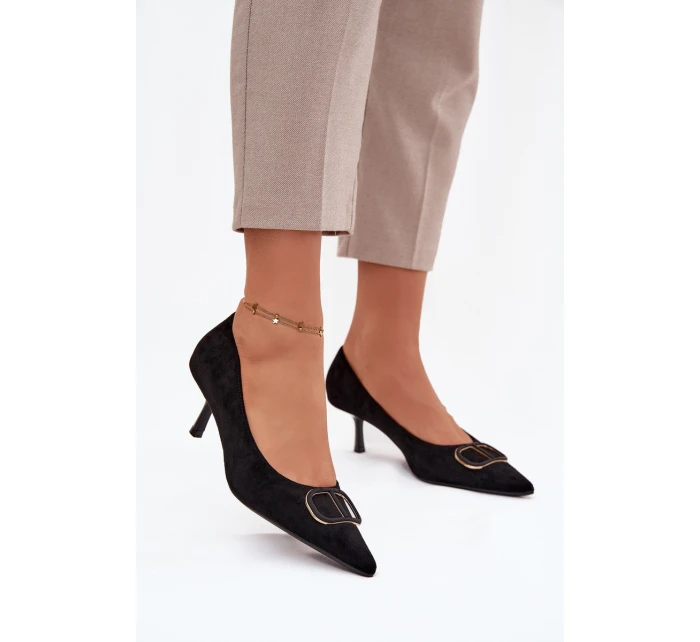 Dámské lodičky S dekorativním detailem Černé Amelora