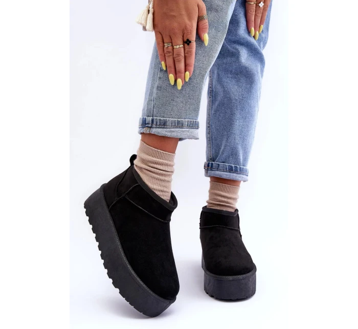 Dámské semišové boty na platformě černé Ninala