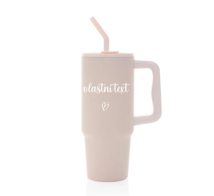 Vlastní text na termosku s barevným víčkem
