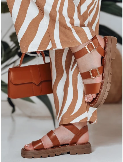 Dámské sandály s přezkami SOLARIA camel FashionStreet ZY0891