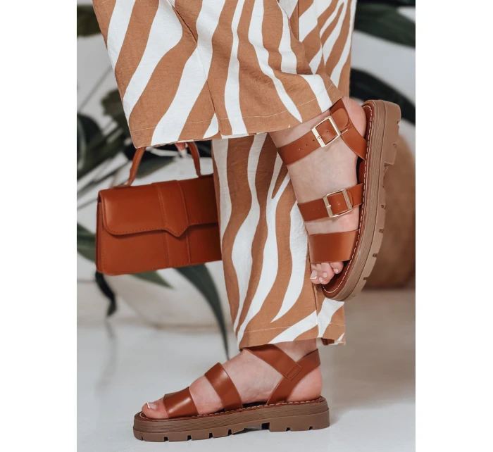 Dámské sandály s přezkami SOLARIA camel FashionStreet ZY0891