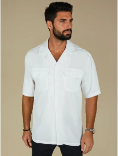Pánská bílá košile s krátkým rukávem FashionStreet KX1086