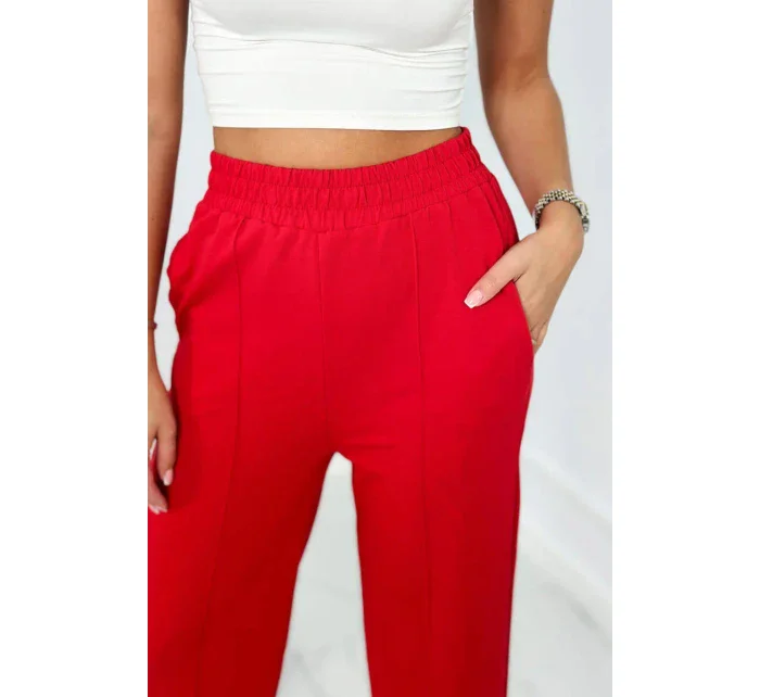 Bavlněný komplet Mikina + Kalhoty s širokými nohavicemi červený Bavlněný komplet Mikina + Kalhoty s širokými nohavicemi červený