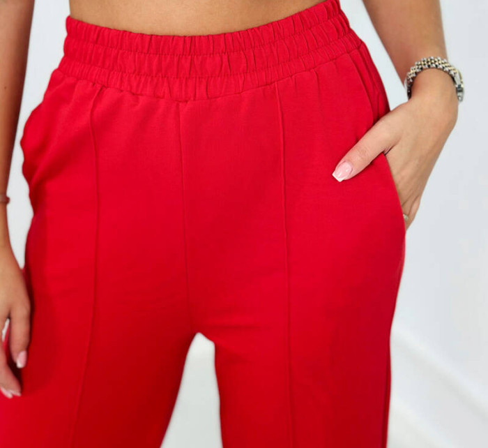 Bavlněný komplet Mikina + Kalhoty s širokými nohavicemi červený