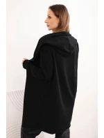 Dámská bunda z bavlny s kapucí a prodlouženým předním dílem černá Dámská bunda z bavlny s kapucí a prodlouženým předním dílem černá