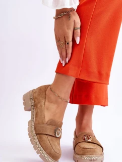 Elegantní mokasíny tmavě béžové semišové model 21613258 - Boto