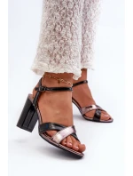 Eko Kožené Sandály Na Podpatku Sloupku Černé Abilica Eko Kožené Sandály Na Podpatku Sloupku Černé Abilica