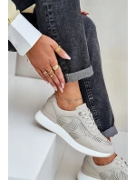 Kožené Sportovní Boty Tenisky Dámské model 21686175 Béžové - S.Barski