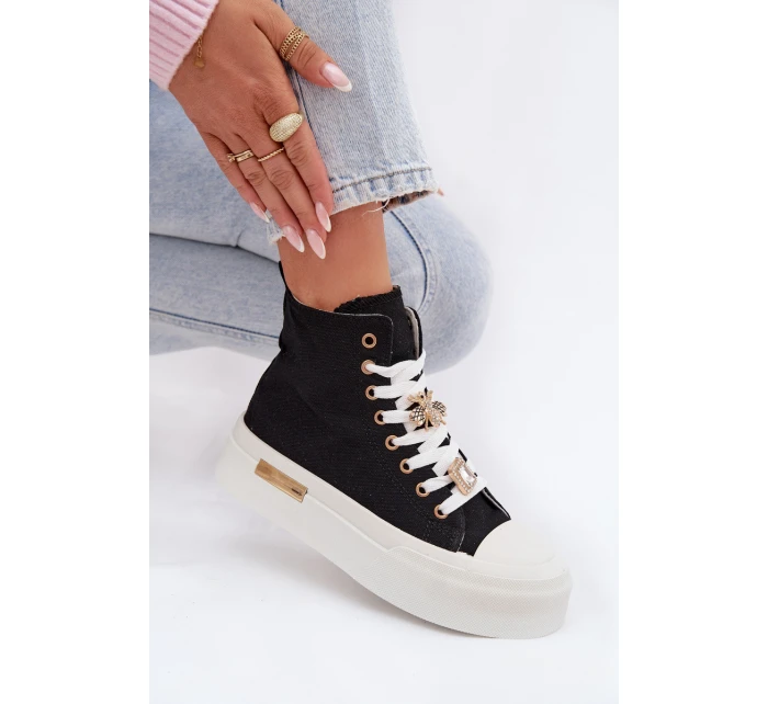 Dámské tenisky na platformě s přezkami černé model 21919391 - Boto Dámské tenisky na platformě s přezkami černé model 21919391 - Boto