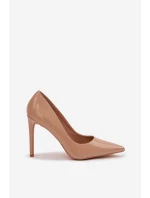 Lakované lodičky z eko kůže tmavě béžové Jonira