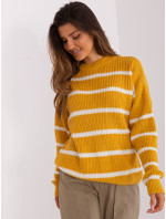 Tmavě žlutý oversize svetr s kulatým výstřihem