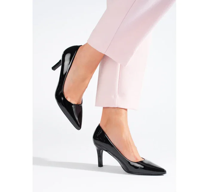 Výborné dámské  lodičky černé na jehlovém podpatku