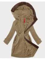 Tmavě béžová dámská bunda s kapucí model 20927405 - LHD