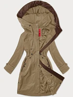 Dámská rovná bunda s kapucí LHD tmavě béžová (LHD-24590)