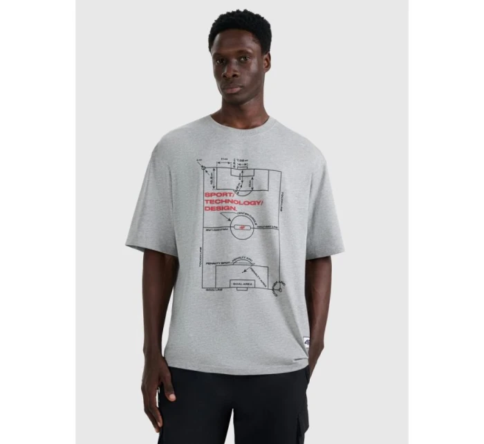 Pánské tričko oversize s potiskem 4F 4FRAW25TTSHM3257-27M Pánské tričko oversize s potiskem 4F 4FRAW25TTSHM3257-27M