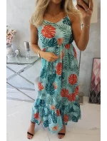 Šaty s motivem listů v mátové barvě Šaty s motivem listů v mátové barvě