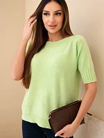 Dámský svetr z viskózy s krátkým rukávem pistáciový