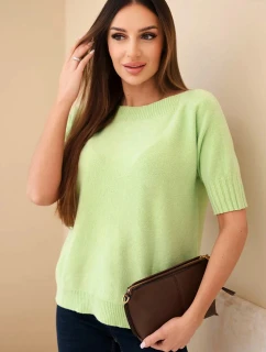 Dámský svetr z viskózy s krátkým rukávem pistáciový