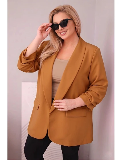 Elegantní dámské sako Plus Size tmavě model 22103459 - K-Fashion